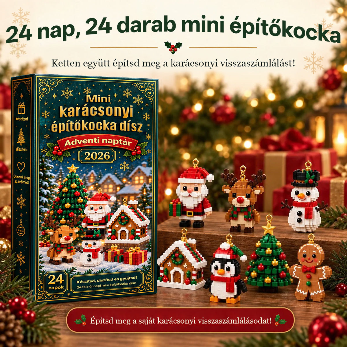 Billhol® 🌿KARÁCSONYI KÜLÖNLEGESSÉG | 24 napos mini Squishy adventi naptár – minden nap egy aranyos meglepetéssel🎄