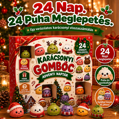 🌻KARÁCSONYI KÜLÖNLEGESSÉG | 24 napos mini Squishy adventi naptár – minden nap egy aranyos meglepetéssel🎄