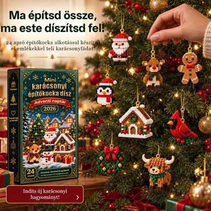 Billhol®24 részes mini adventi naptár karácsonyi díszekkel | 24 egyedi, ünnepi minta saját kezű összeállításhoz, akasztókkal együtt – tökéletes karácsonyfák, koszorúk és ünnepi dekorációk díszítésére 🧱