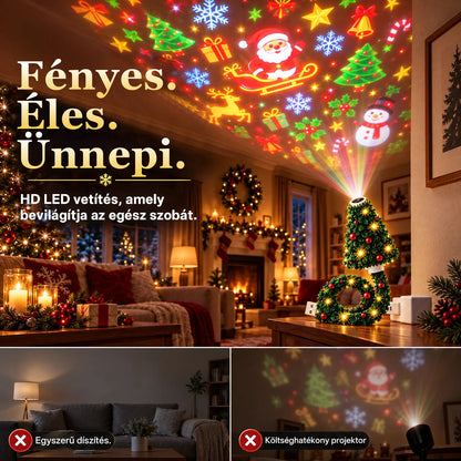 Billhol® USB-s karácsonyi projektorlámpa 🎄– 6 varázslatos ünnepi mintával🌟