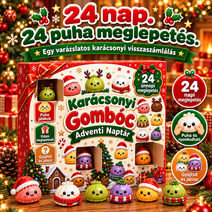 Billhol® 🌿KARÁCSONYI KÜLÖNLEGESSÉG | 24 napos mini Squishy adventi naptár – minden nap egy aranyos meglepetéssel🎄