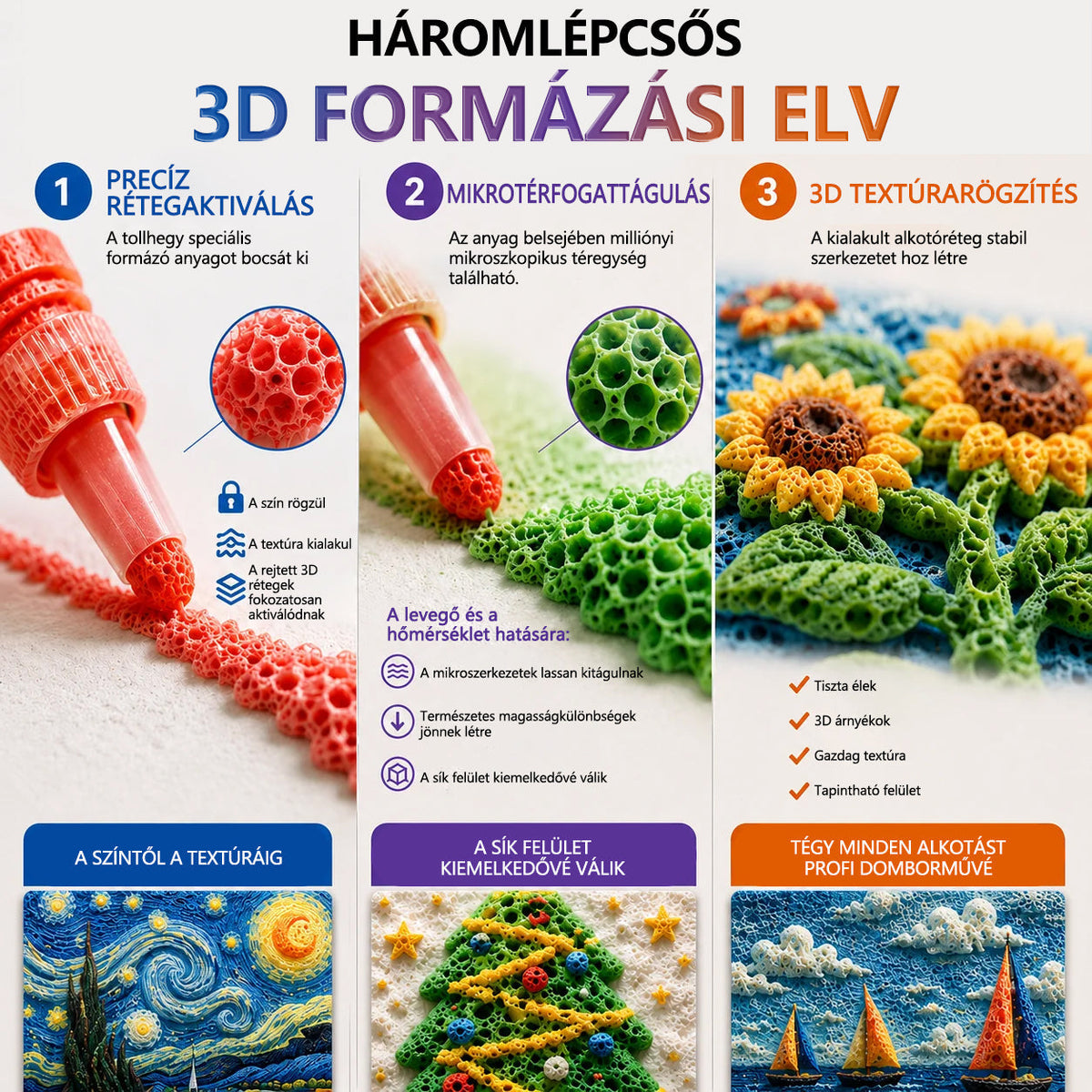 Billhol® 3D domborműves toll – változtassa a lapos rajzokat tapintható 3D művészetté🌿