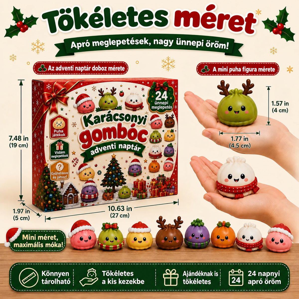 🌻KARÁCSONYI KÜLÖNLEGESSÉG | 24 napos mini Squishy adventi naptár – minden nap egy aranyos meglepetéssel🎄