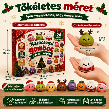 🌻KARÁCSONYI KÜLÖNLEGESSÉG | 24 napos mini Squishy adventi naptár – minden nap egy aranyos meglepetéssel🎄