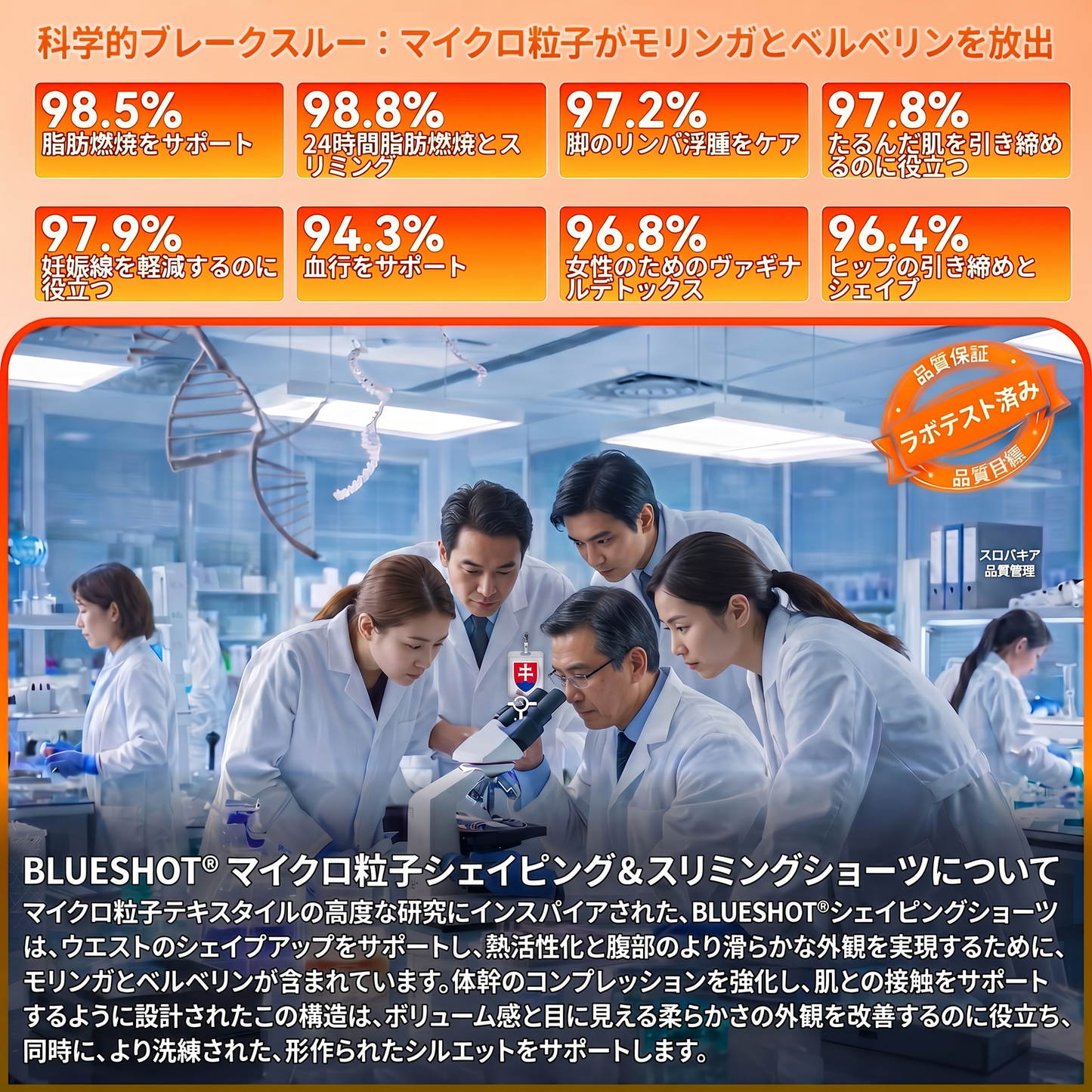理学療法士監修✨ 𝐁𝑳𝑼𝐄𝐒𝐇𝑶𝑻® 🥦 2026 モリンガ＆ベルベリン 4-in-1 マイクロ粒子 成形＆脂肪燃焼ショーツ
